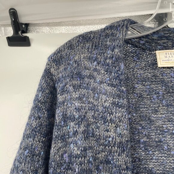 Field Manor Womens Wool Blend Knit Cardigan Open Front Blue/Gray Size Small - Picture 5 of 8